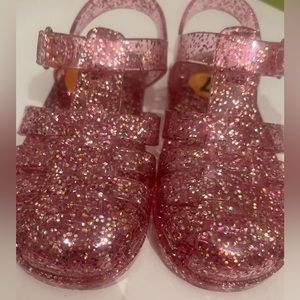 Pink glitter jelly sandals